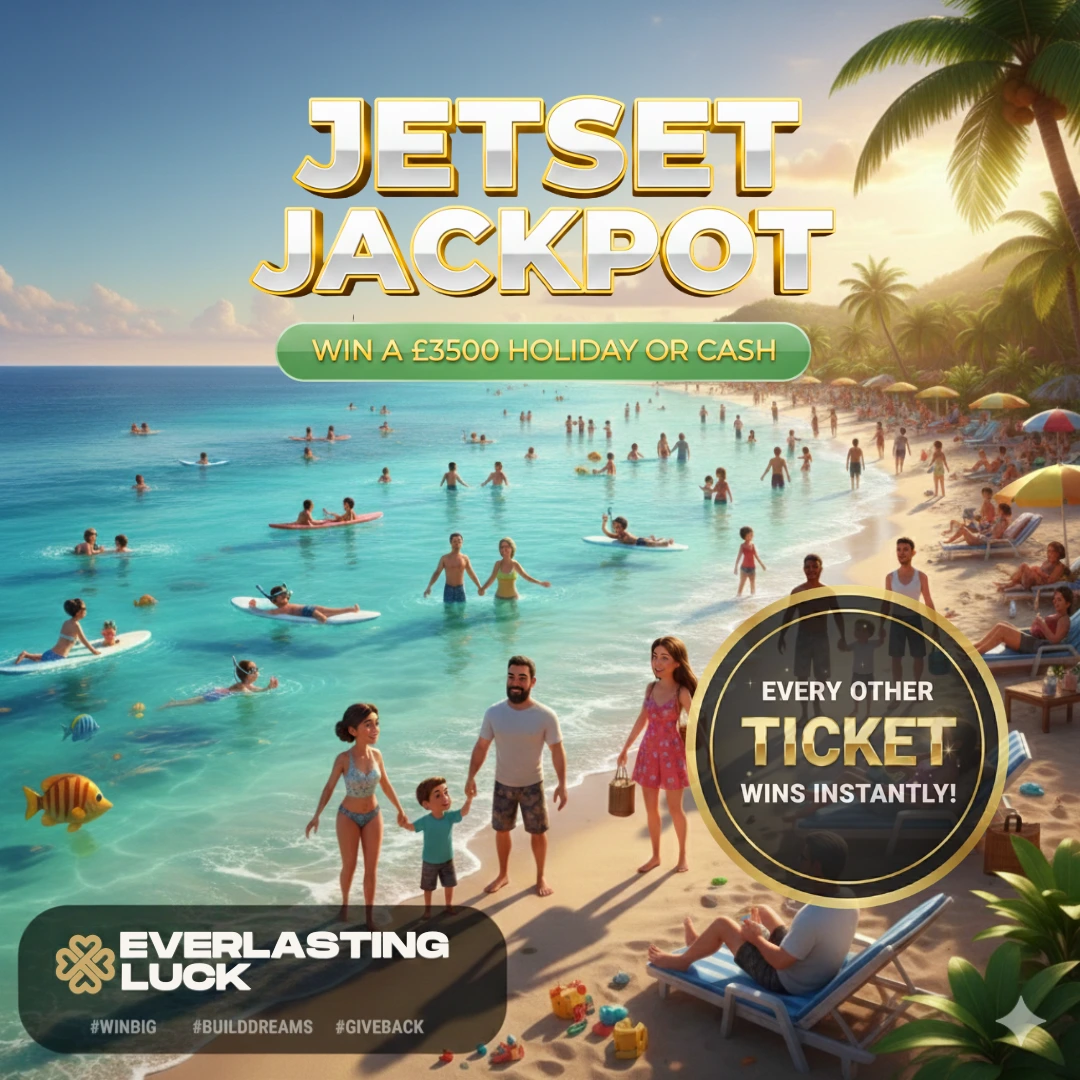 JETSET JACKPOT! WIN A £3500 HOLIDAY OR CASH! ONLY £2.59 + EVERY OTHER TICKET WINS INSTANTLY!